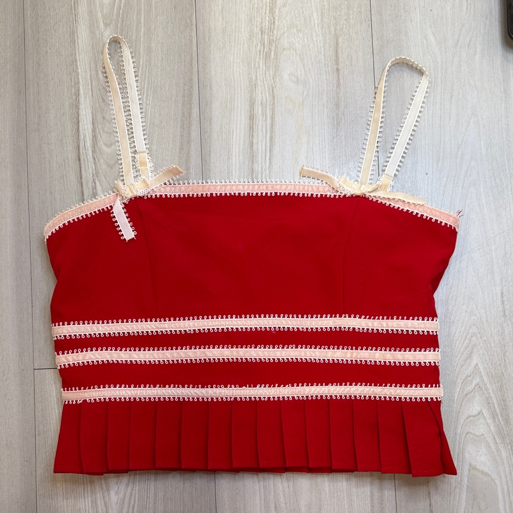Red Pleated Set - Picture 2 of 9